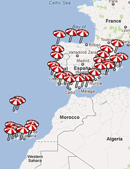 Clique para activar o mapa interactivo de praias